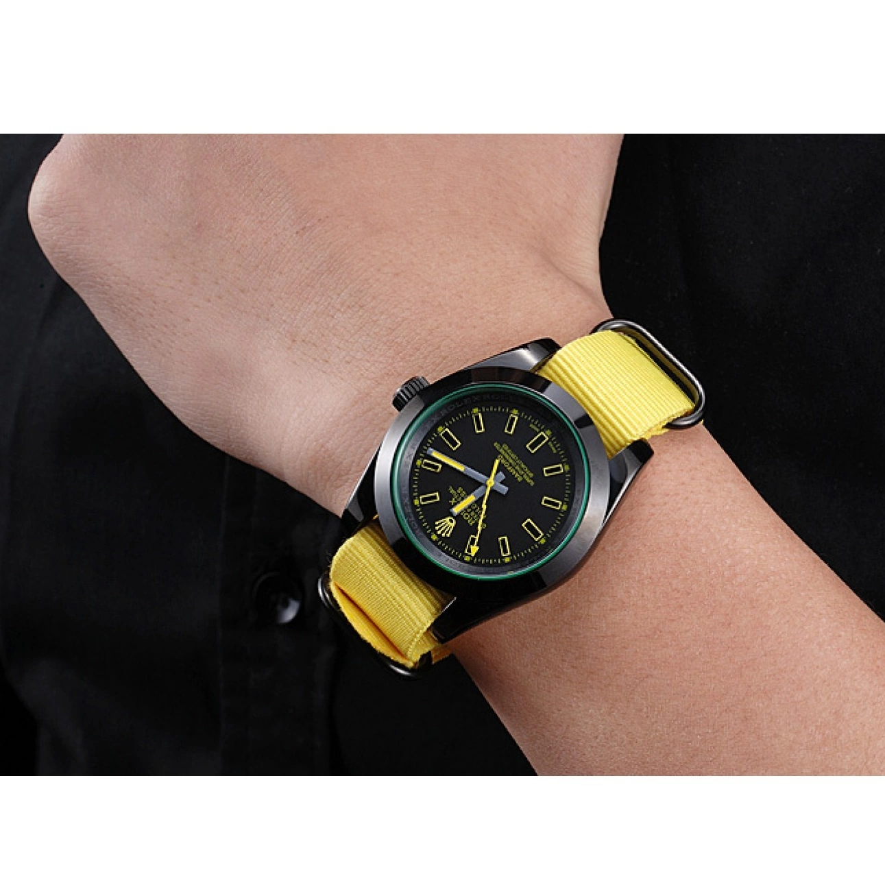 Aaa replica Milgauss 621999 Strap Nylon Yellow Rolex Bamford 0522